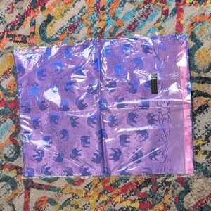 NWT Thai silk purple pink blue scarf with fringe and elephant pattern